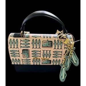 NWT BETSEY JOHNSON SATCHEL CROSSBODY BAG NAVY W SARDINE CHARMS